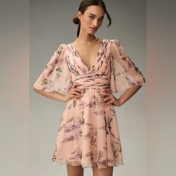 Anthropologie Dresses & Skirts - Anthropologie Mac Duggal Short-Sleeve V-Neck Mini Dress